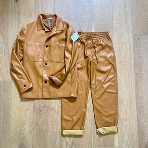 Zara Men’s Faux Leather Suit Jacket & Pants sz M